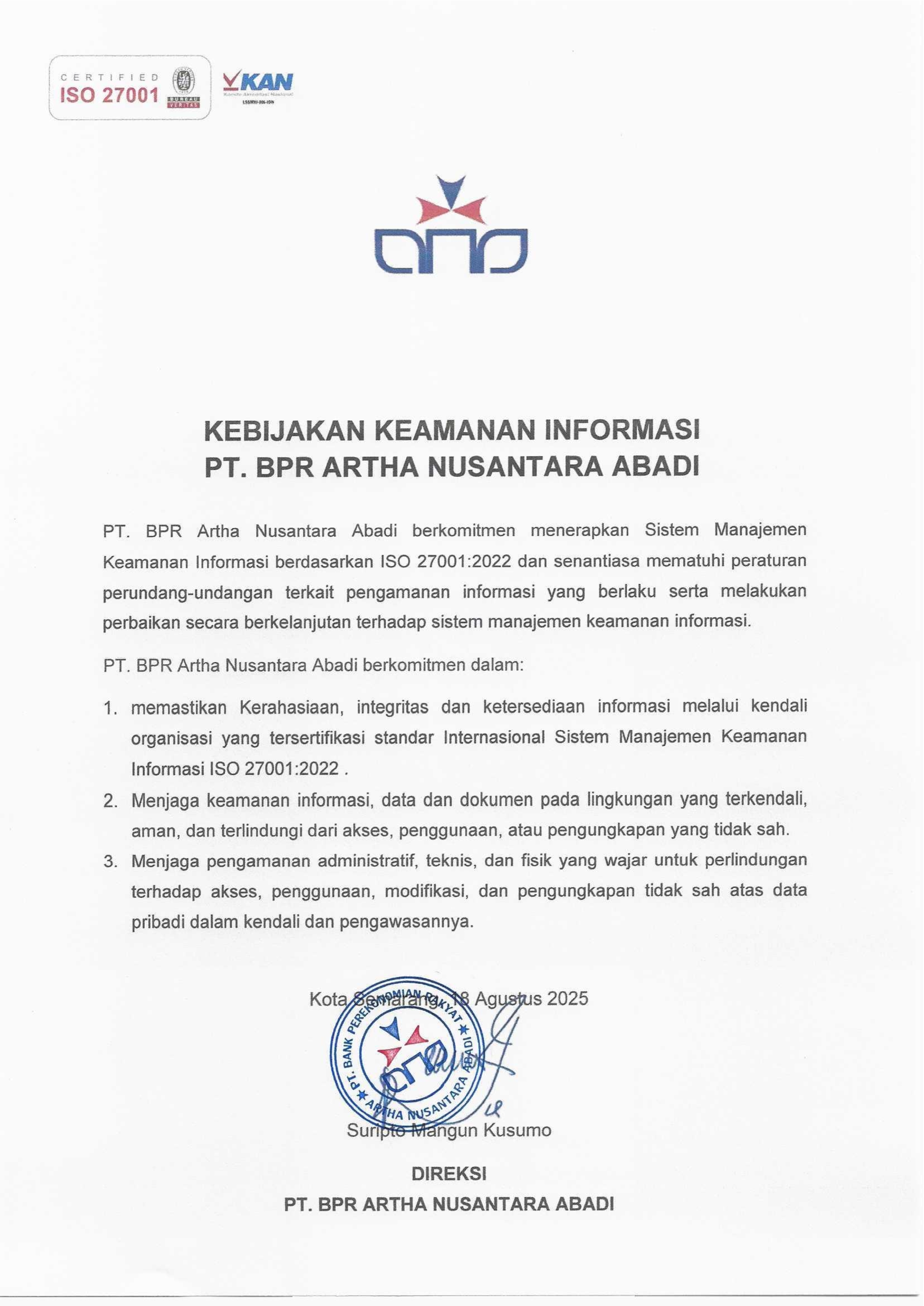 KEBIJAKAN KEAMANAN INFORMASI