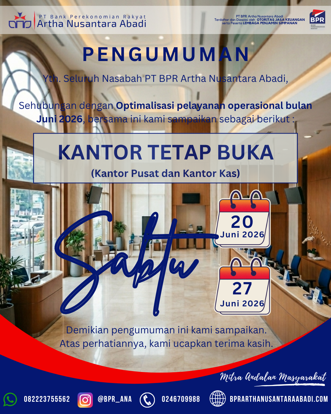 Operasional BPR ANA buka