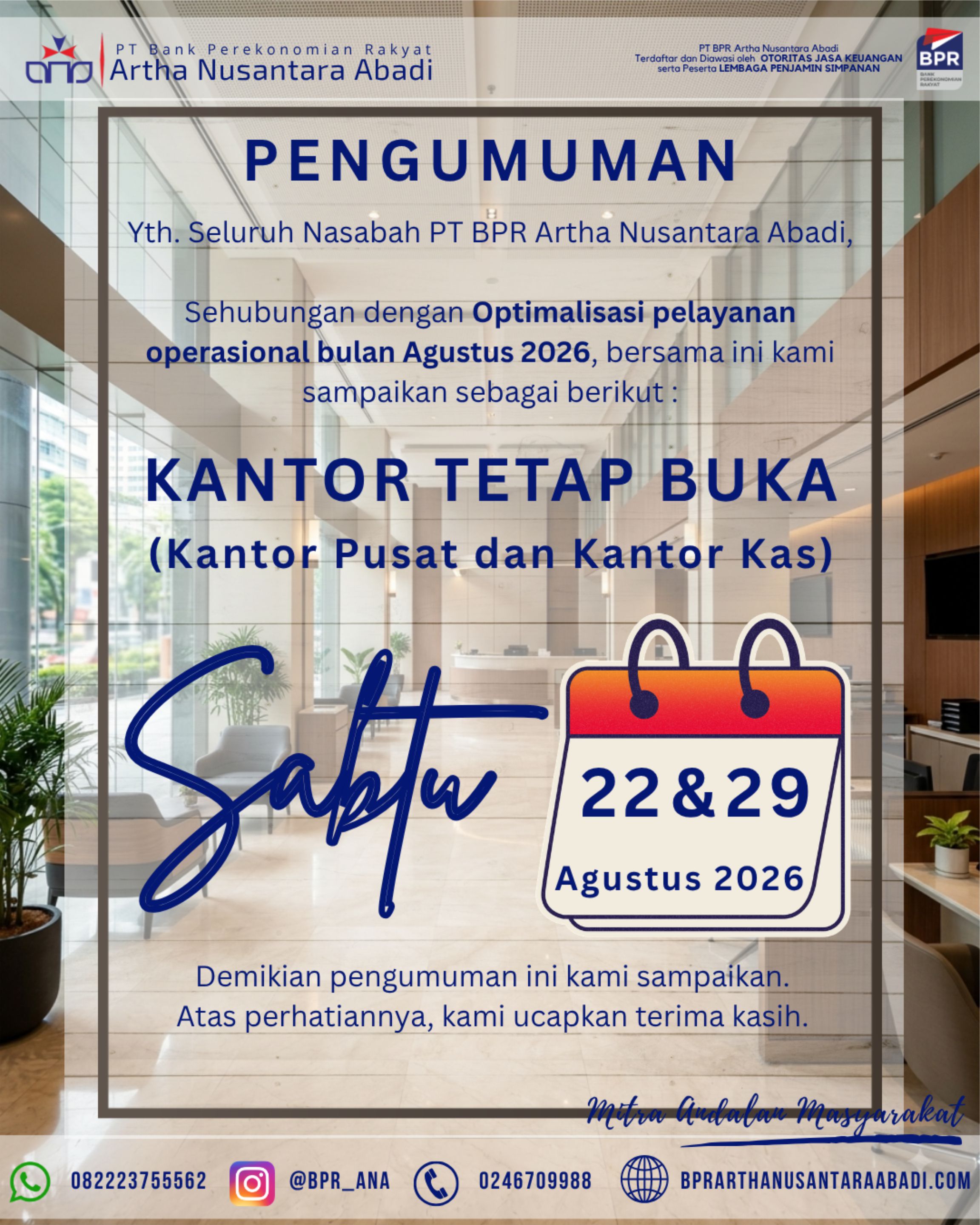Operasional Kantor - 22 dan 29 Agsts 2026